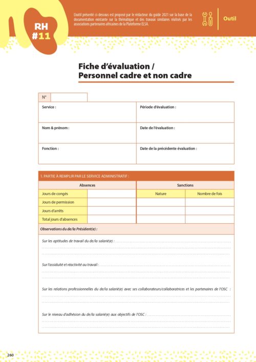 Fiche d'évaluation annuelle